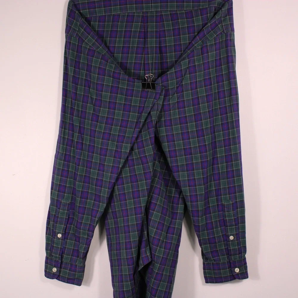 Vintage 90s Ralph Lauren Blake Shirts Mens L Green Purple Checker 2 Ply Red Logo